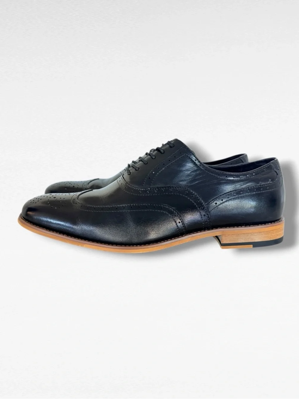 Stacy Adams Wingtip Oxford Dress Shoes Black Leather Brogue Men’s 11M 25084